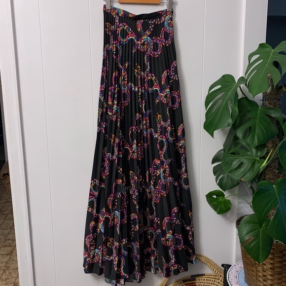 Mara Hoffman Snake Print Maxi Skirt Long Designer Boutique Rare Pleated Pattern - Picture 4 of 14